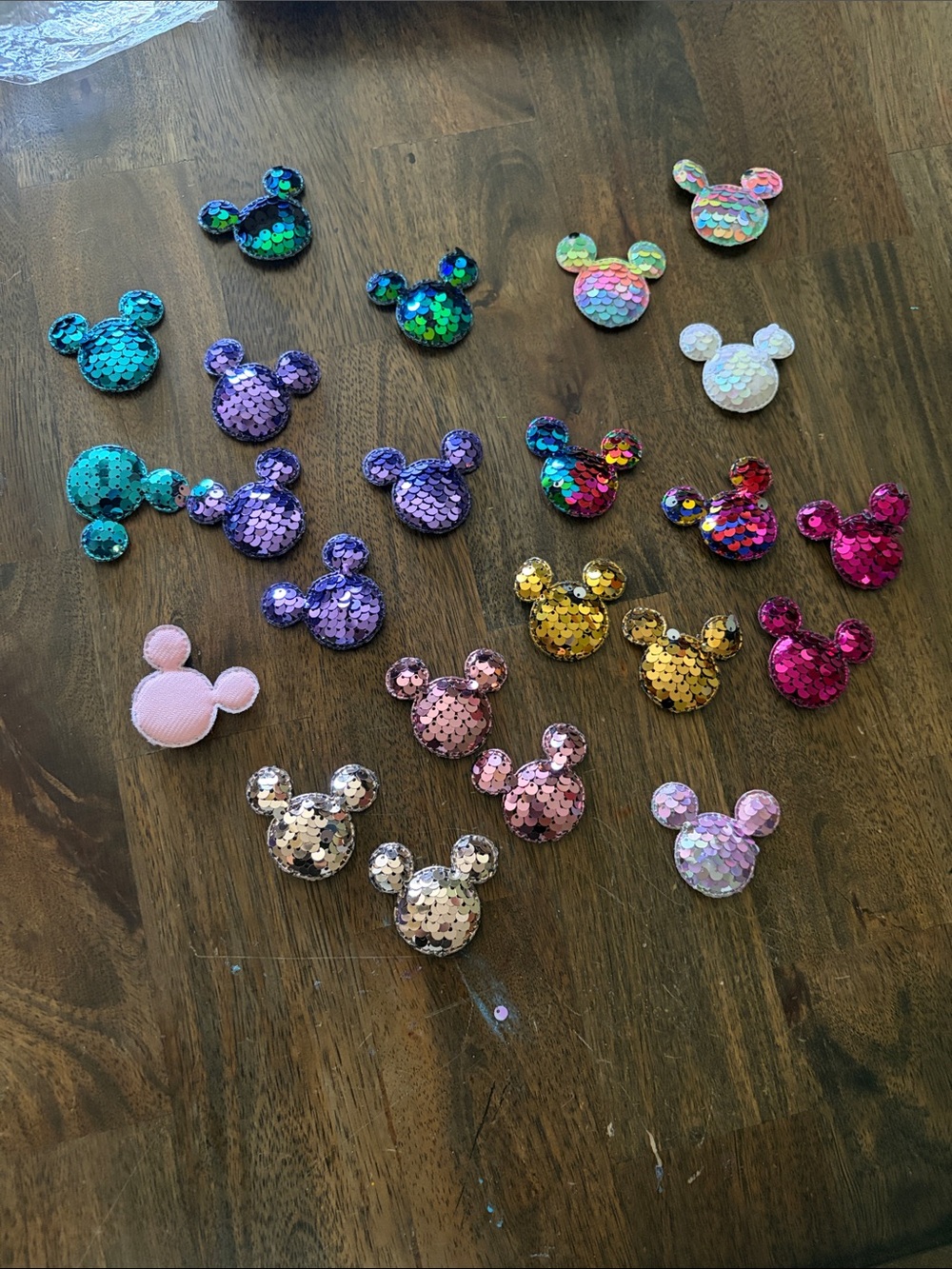 Sequin Mickey Mouse Head Appliqués - Assorted Colors